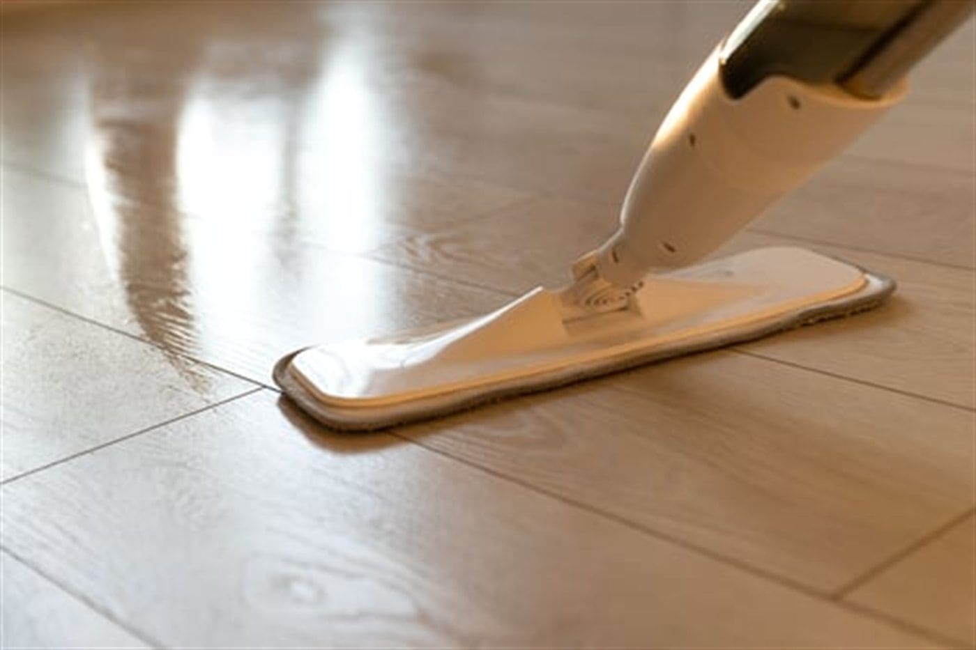 Freshly steam-cleaned hardwood floor in a Long Island home
